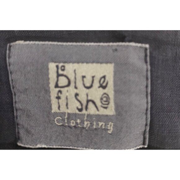 Blue Fish tunic top wave print button front hand printed Size 2 neutral organic - Picture 4 of 12